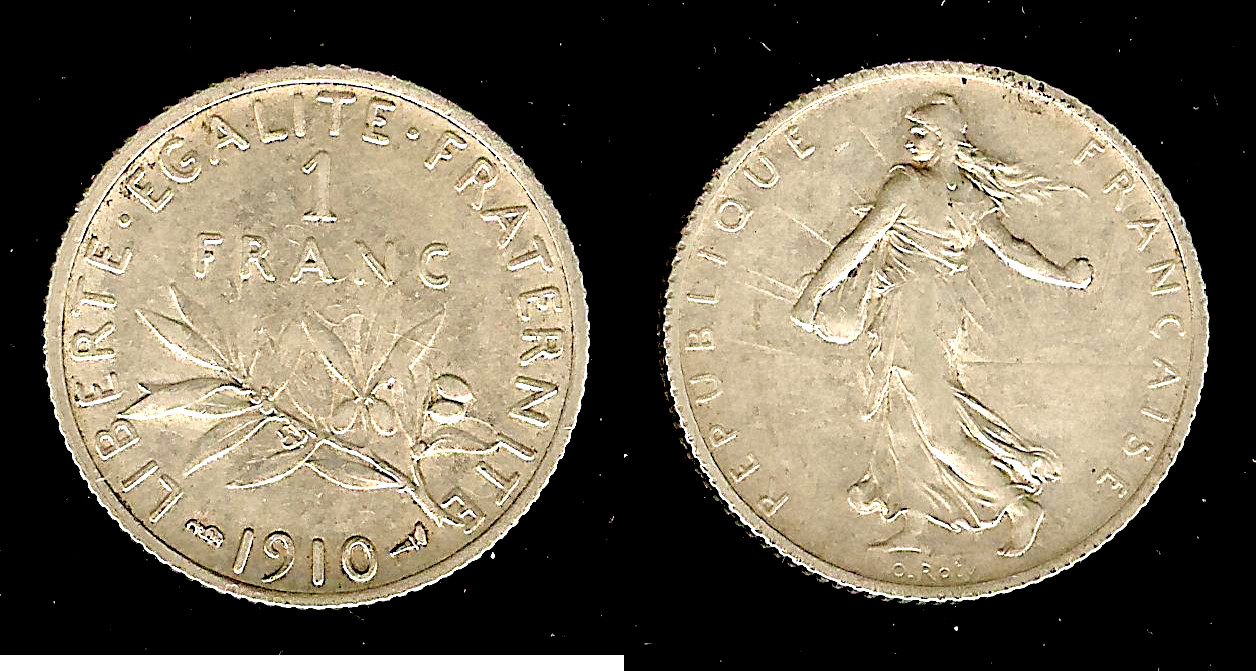 1 franc Semeuse 1910 Paris TTB++